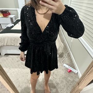 Black mini sequin dress